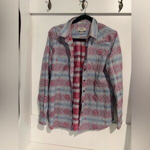 Ariat Real Womens Sz XL Long Sleeve Button Shirt Aztec Blue Pink